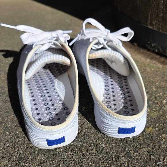 KEDS Women’s Mule Slip-on Canvas Blue and White Stripe Sneaker Round Toe Size 9 - Picture 2 of 4